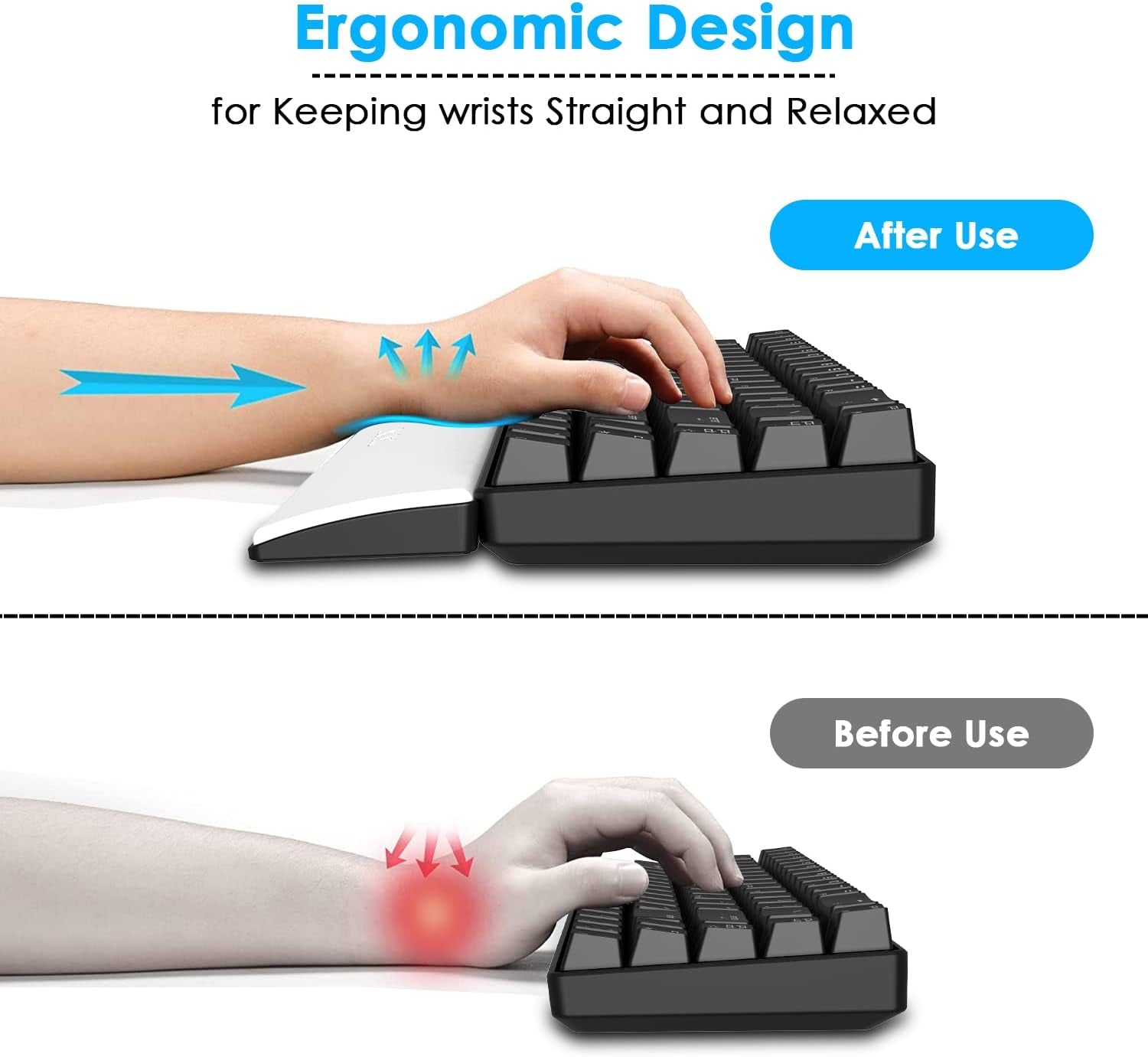 Keyboard Wrist Rest with Ergonomic Memory Foam & PU Wrist Support for Easy Typing & Pain Relief, Anti-Slip Rubber Base 80% 87Keystkl Size 14.09 X 2.75 In, 0.59 Inch (15Mm) Height