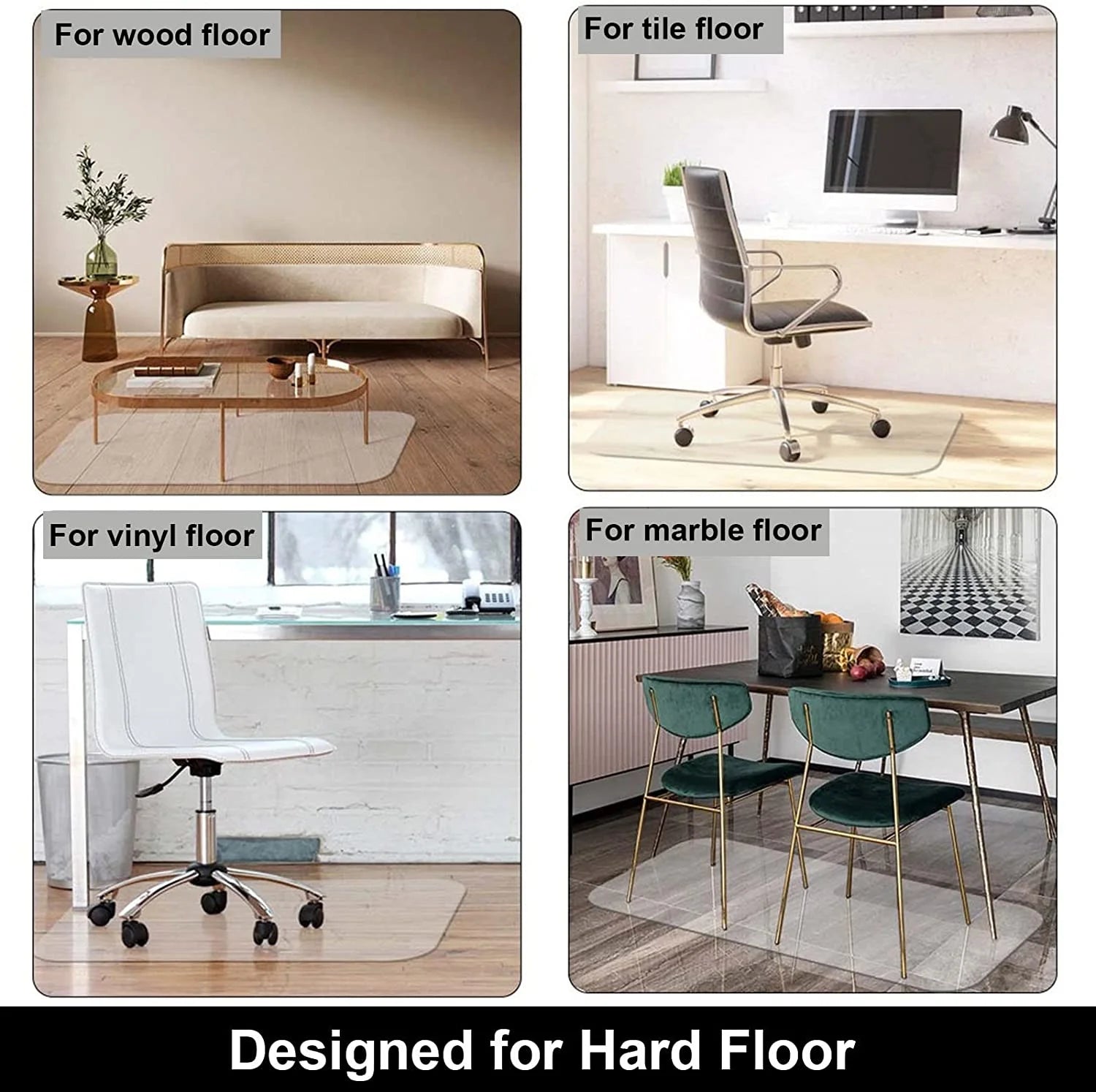 Office Mat for Hardwood Floor, 36" X 48" Rectangle Clear Chair Mat ,Matte, PVC