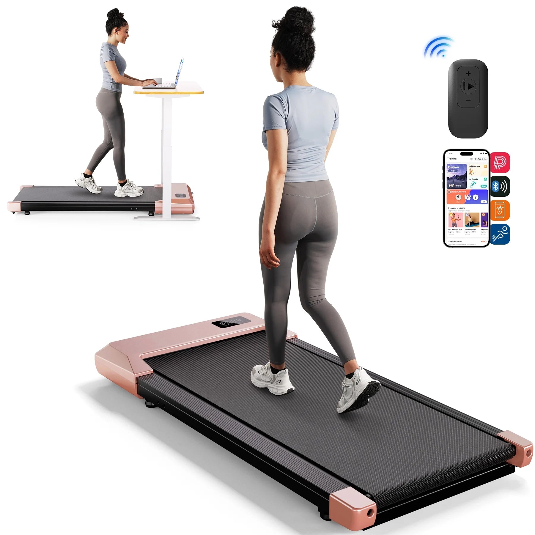 Walking Pad, under Desk Treadmill, 3 in 1 Portable Treadmill with Remote Control LED Display, 2.5 HP Quiet Walking Jogging Machine for Office Home Use, 250 Lbs Capacity
