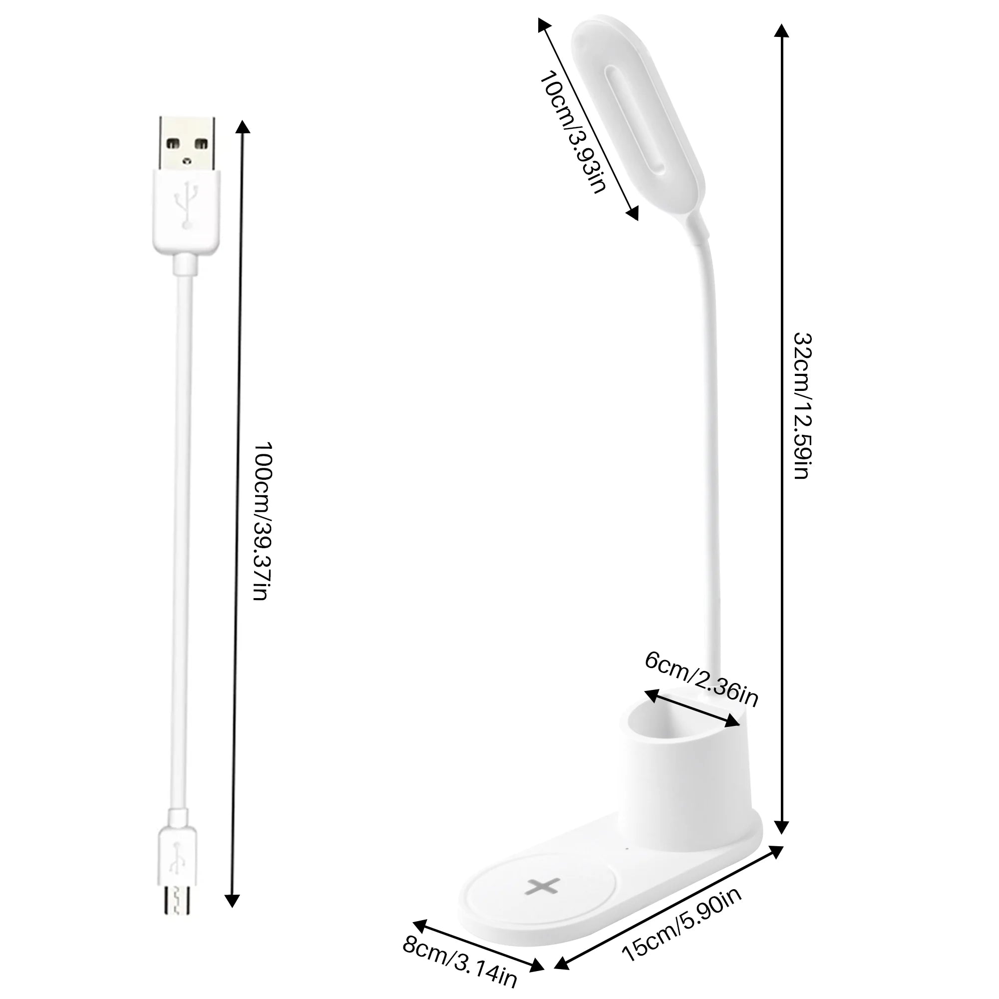 Led Desk Lamp for an Office in Home with Pen Holder and Wireless Charger- 3 Modes Dimmable LED Table Lamp with Flexible Gooseneck