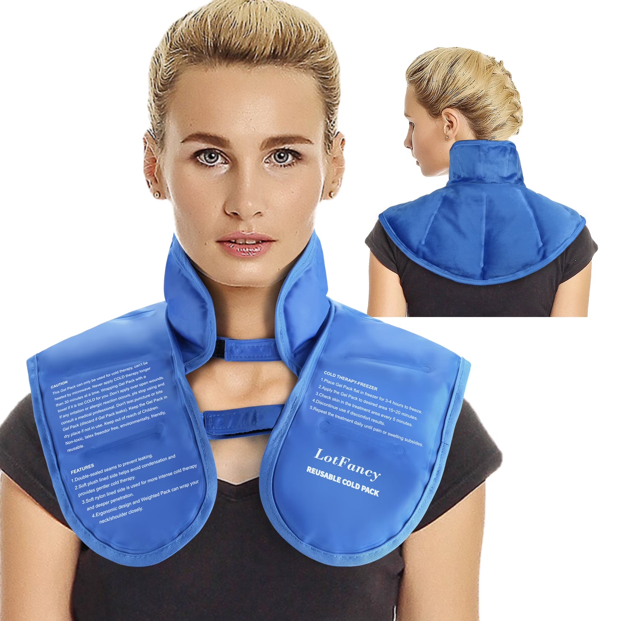 Ice Pack for Neck Shoulder, Reusable Cold Compress Therapy for Injuries, Swelling, Strains