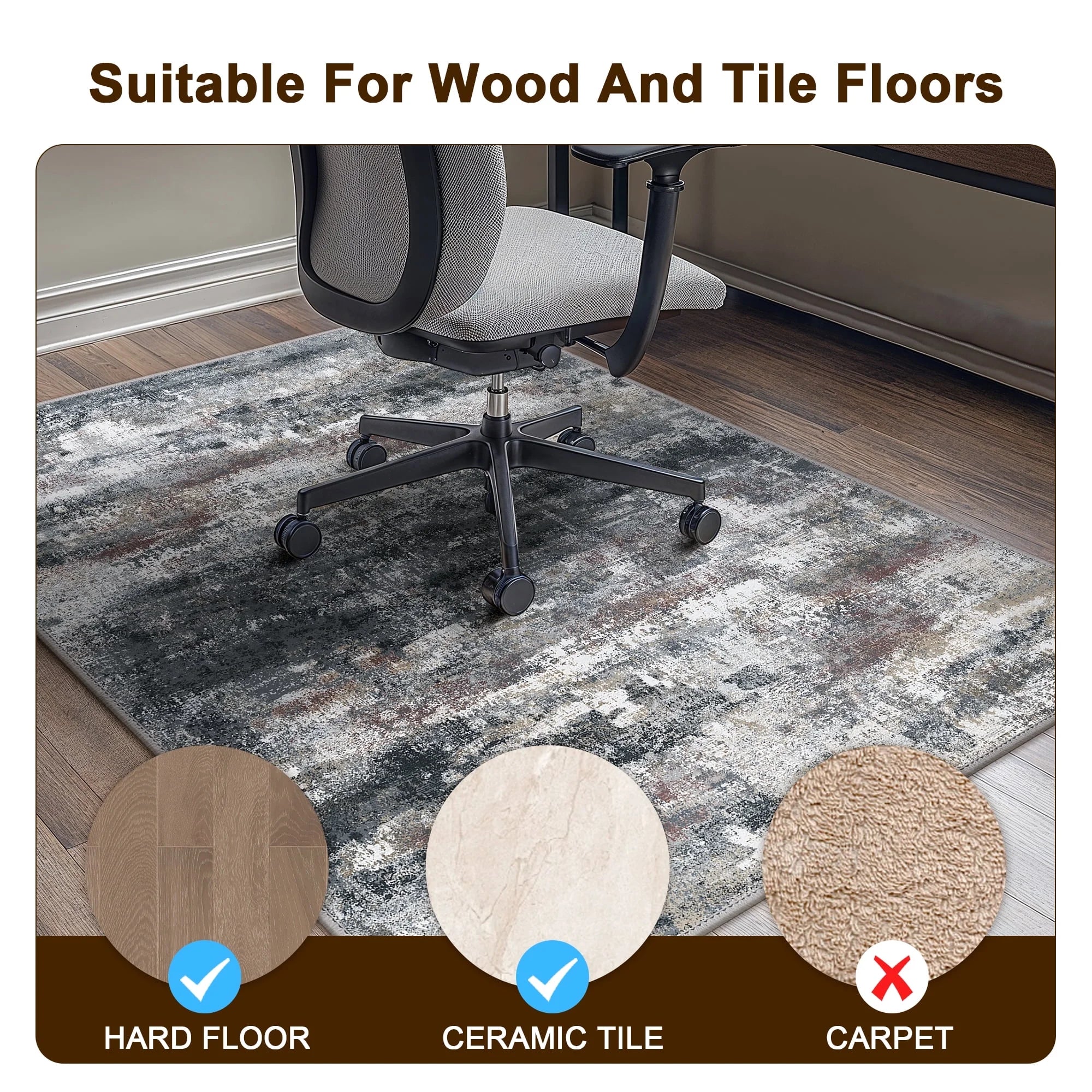 36"X 48" Protective Flooring Office Chair Mat for Hardwood Floor and Tile Floor, Heavy Duty Desk Chair Mat for Carpets, anti Slip Office Floor Mats for Rolling Chairs, Low Pile under Desk Rug