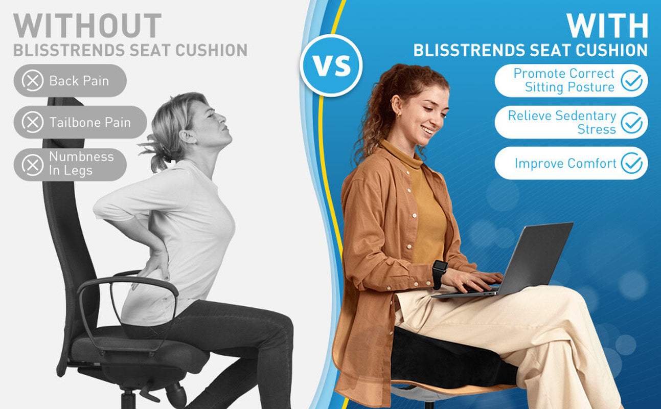 4.76" Thick Memory Foam Seat Cushion, Office Chair Car Seat Tailbone Pain Relief